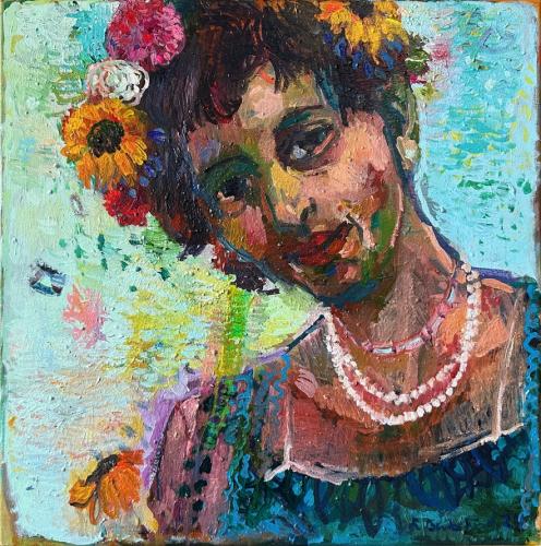 "Kvinde med blomster i håret"