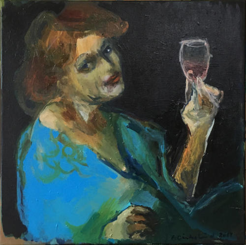 kvinde med rødvin